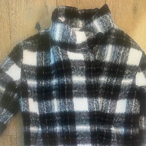 Banana Republic Italian Fabric wool blend coat women small plaid red gray